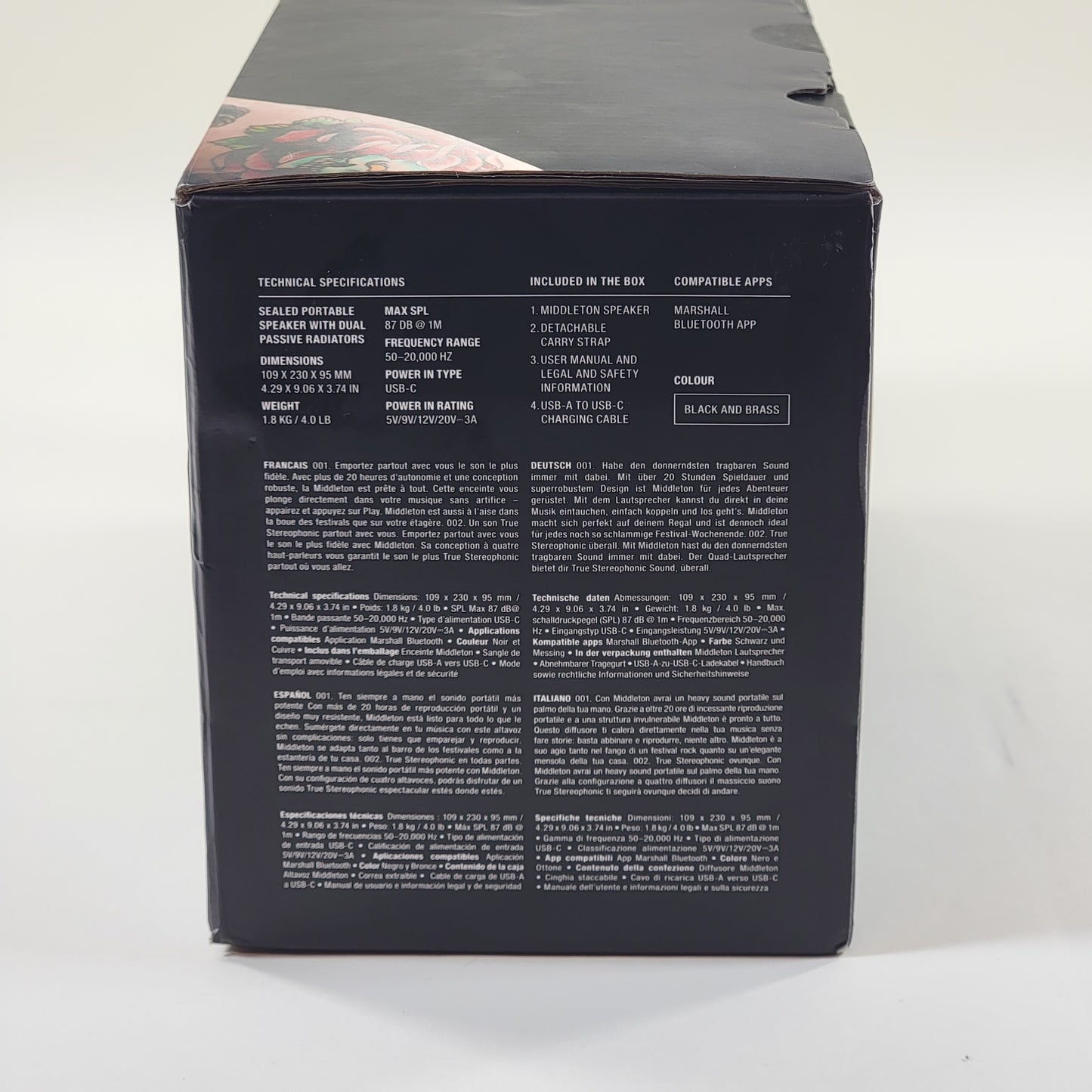 New Marshall Middleton Bluetooth Speaker Black 10060034