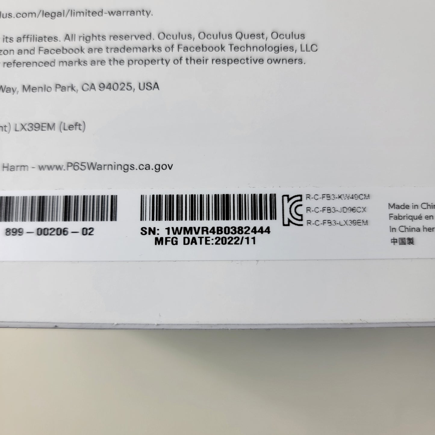 New Meta Quest 2 256GB Standalone All-in-One VR Headset KW49CM