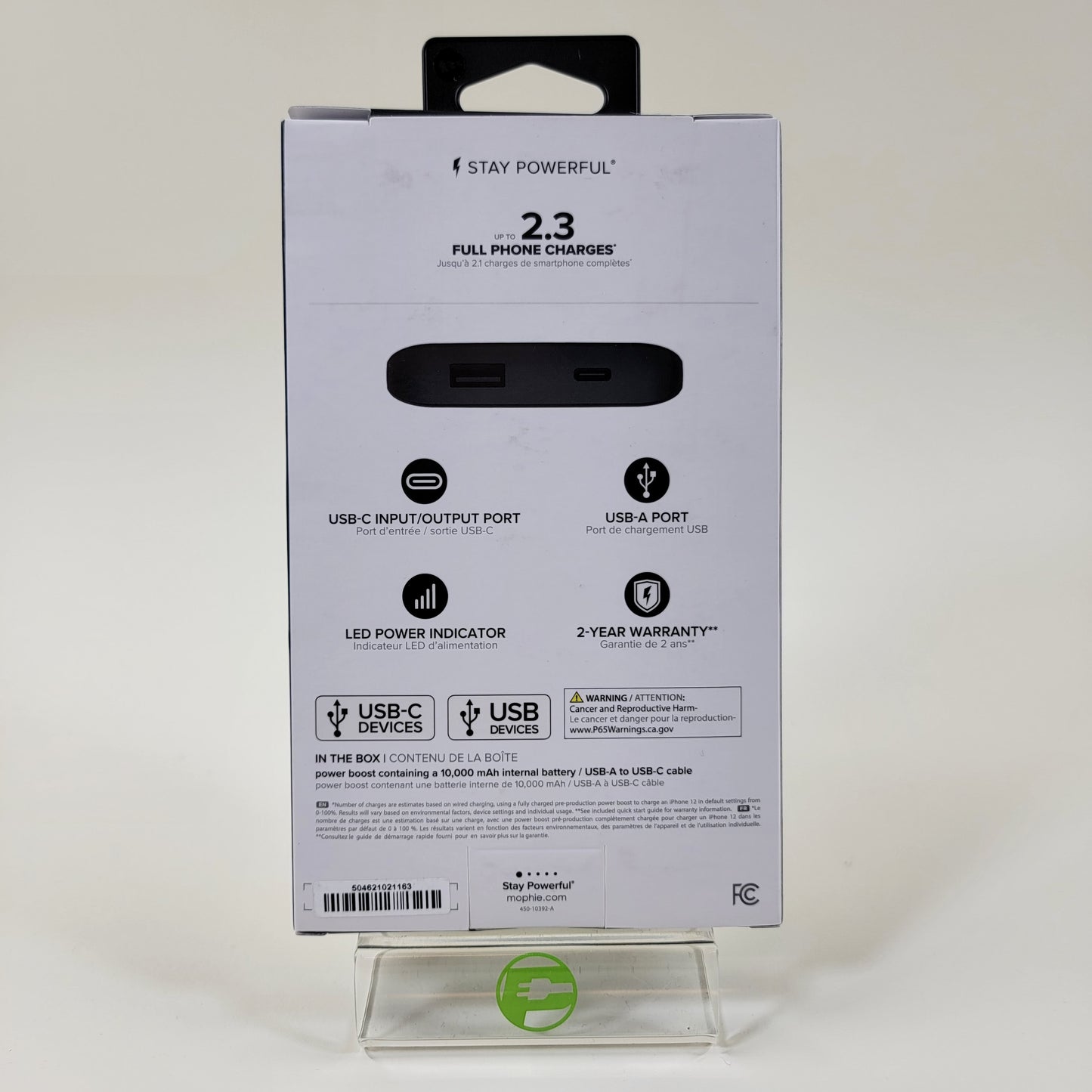 New Mophie Power Boost Portable Battery with USB-C Port PWR-BOOST-10K 10,000 mAh