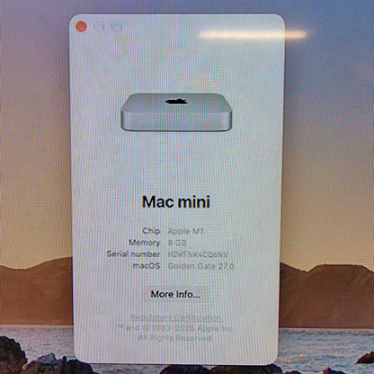 2020 Apple Mac Mini M1 8 Core 3.2GHz 8GB RAM 256GB SSD A2348