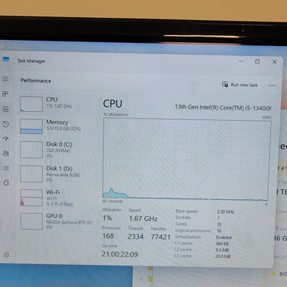 CyberPower Custom PC Core i5-13400F 16GB RAM 1TB SSD MSI GeForce RTX 3050