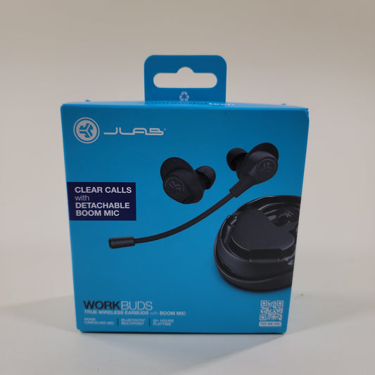 New JLab WorkBuds Noise Cancelling Wireless Earbuds Black 11-042623A