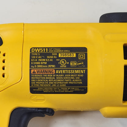 DeWalt DW511 120V 1/2" VSR Hammer Drill
