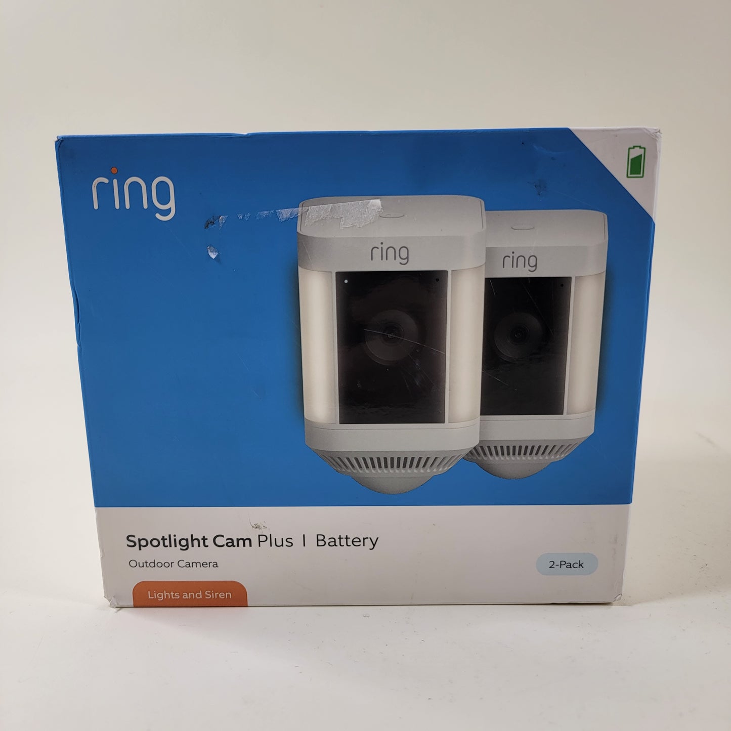 New Ring Spotlight Cam Plus | Battery Outdoor Camera White 2-Pack B0B7QMF9T5