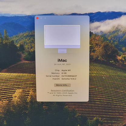2021 Apple iMac 24" M1 3.2GHz 8GB RAM 256GB SSD Purple A2438