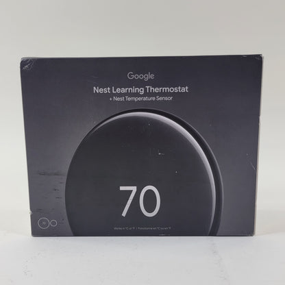 New Google Nest Learning Smart Thermostat + Nest Temperature Sensor GA05169-US