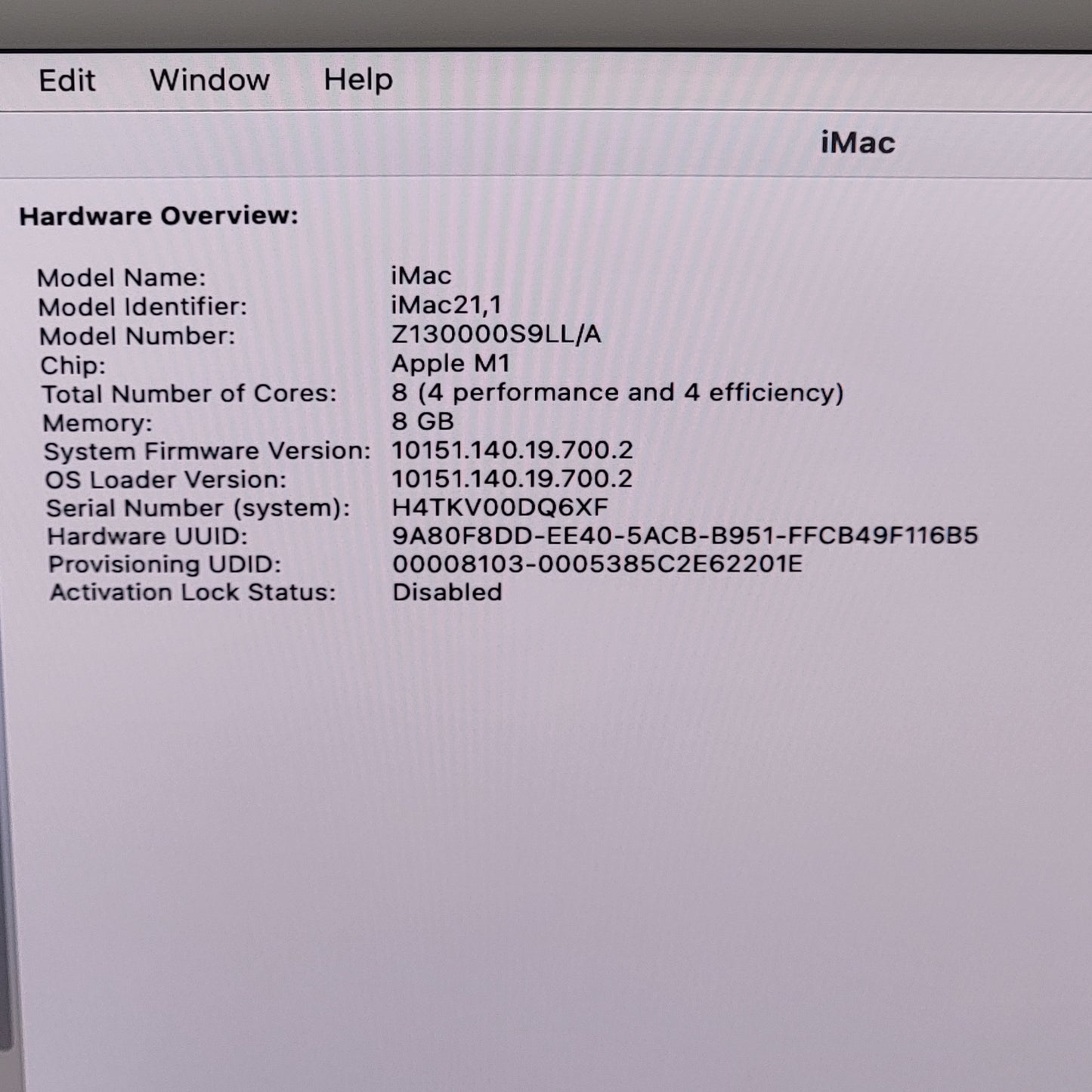 2021 Apple iMac 24" M1 3.2GHz 8GB RAM 256GB SSD Purple A2438